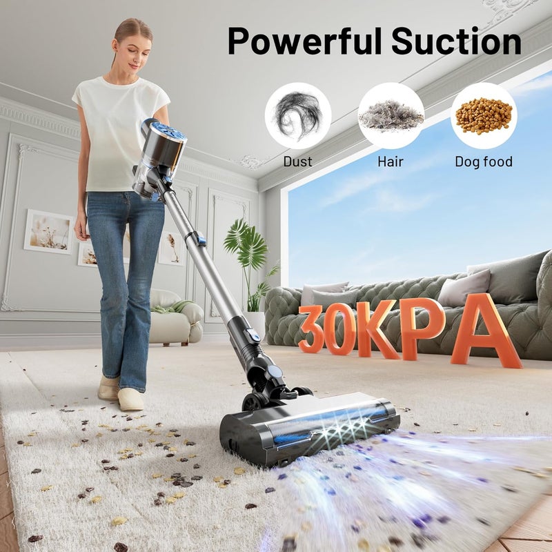 VIPSUN Cordless Vacuum Cleaner with Self-Standing, LED Screen Stick Vacuum Cleaners for Home, Lightweight Powerful Suction Vacuum, 6-in-1 Rechargeable Vacuum for Carpets, Pet Hair, Hardwood Floors - Image 3